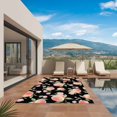 thumbnail image 3 of Peach Outdoor Rug for Patio/Deck/Porch, Non-Slip Large Area Rug 3 x 5 Ft, Spring Floral Green Leaf Botanical Pink Fruit Black Indoor Outdoor Rugs Washable Area Rugs, Camping Rug Carpet Runner, 3 of 8