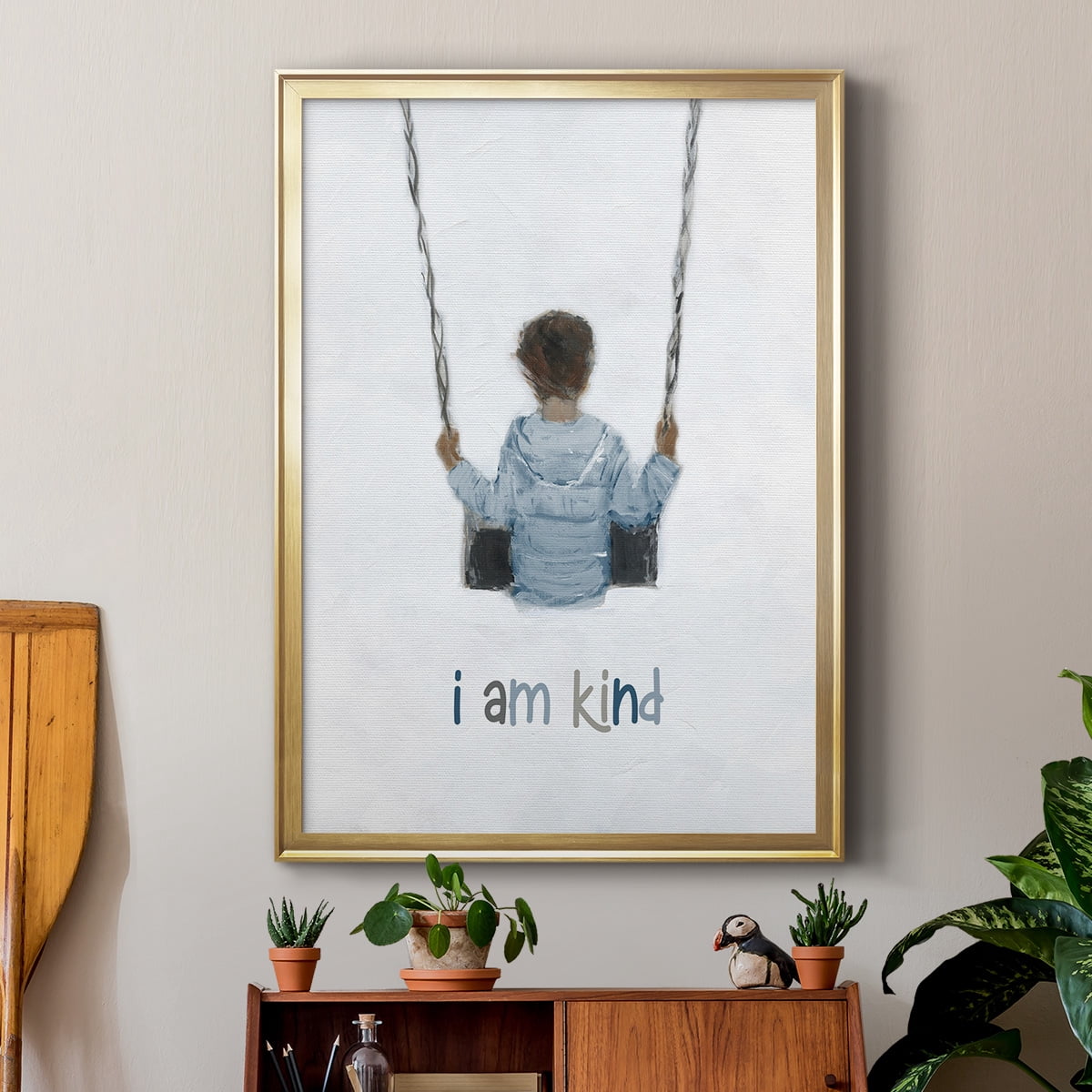 Boy on a Swing Premium Framed Print - Ready to Hang