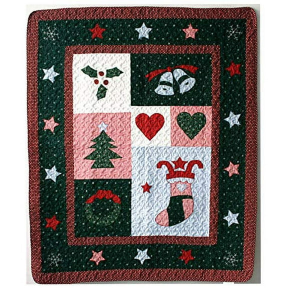 Cozy Line Christmas Night Embroidered Cotton Quilted Throw Blanket