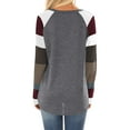 thumbnail image 3 of ZXZY Women Color Block Round Neck Long Sleeve Scoop Hem Tunic Top, 3 of 3