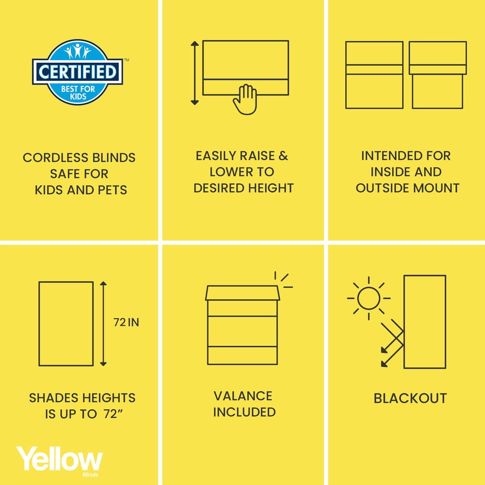 Yellow Blinds Cordless Blackout Roman Shade, Lexington Pebble - 29"W X 72"H