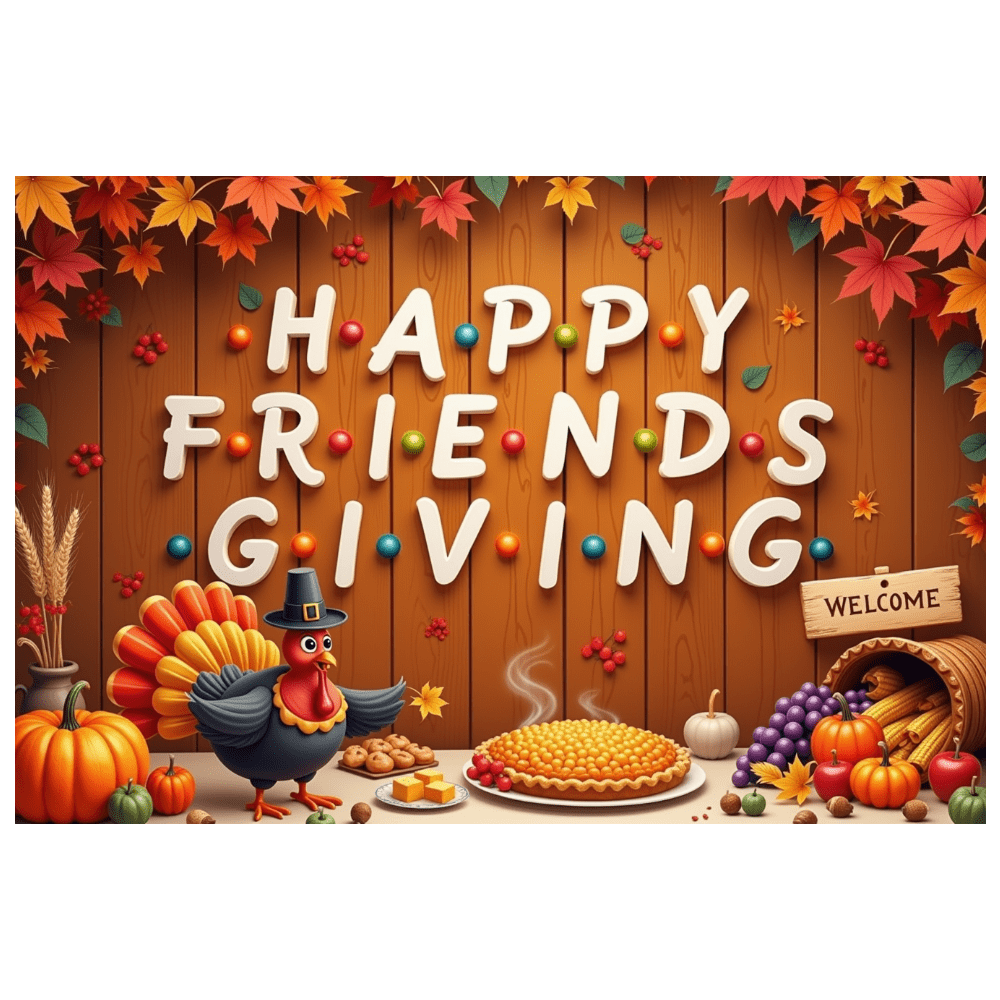 Thanksgiving Banner Mit Truthähnen – "Gobble Til You Wobble", Ca. 2 M, Mit Wirbeln, Für Drinnen & Draußen