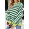 thumbnail image 2 of Sweatshirt For Women Oversized Long Sleeve Striped Pullover Color Block Crewneck Casual Loose Tops Y2K Clothes Workout Shirt, 2 of 7