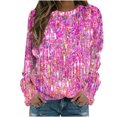 thumbnail image 2 of DPTALR Women's Print Round-Neck Pullover Tops Long Sleeve Comfortable Blouse Sweatshirt, 2 of 5