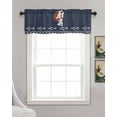 thumbnail image 3 of Navy Blue Kitchen Valances for Windows Farmhouse Linen Window Valance Curtain for Living Room Window Treatment Country Japanese Style Fish Animals Sea Wave Valance Rod Pocket Topper, 42 x 12 Inch, 3 of 6