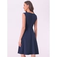 thumbnail image 3 of DARING DIVA Boat Neck Sleeveless A Line Midi Dress XL Dark Blue, 3 of 6