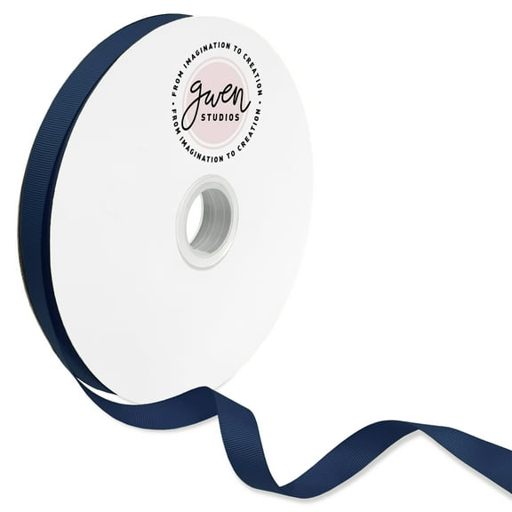 Navy Blue Grosgrain Ribbon for Crafts and Bows, 5/8" x 100 Yards by Gwen Studios