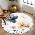 thumbnail image 2 of Round Rug 7Ft Washable Non-Slip, Blue Yellow Flowers Circle Area Rugs for Living Room Bedroom, Spring Summer Garden Wildflowers Indoor Floor Mats Carpet Runner for Home Decor Aesthetic, 2 of 8
