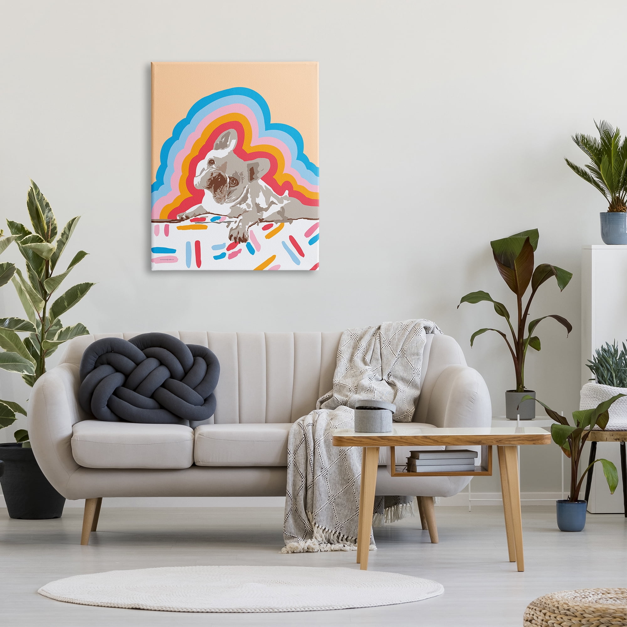 Stupell Industries Retro French Bulldog Abstraction Animals & Insects Painting Gallery Wrapped Canvas Print Wall Art, 30 x 40