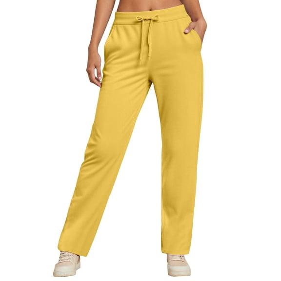 Women's Casual Pants High Waisted Straight Leg Pants Elastic Waistband Comfortable Trousers For Daily Wear Autumn Winter