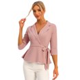 thumbnail image 1 of Peplum Top para mujer con cuello de solapa y muesca en la cintura Rosa XS, 1 of 5