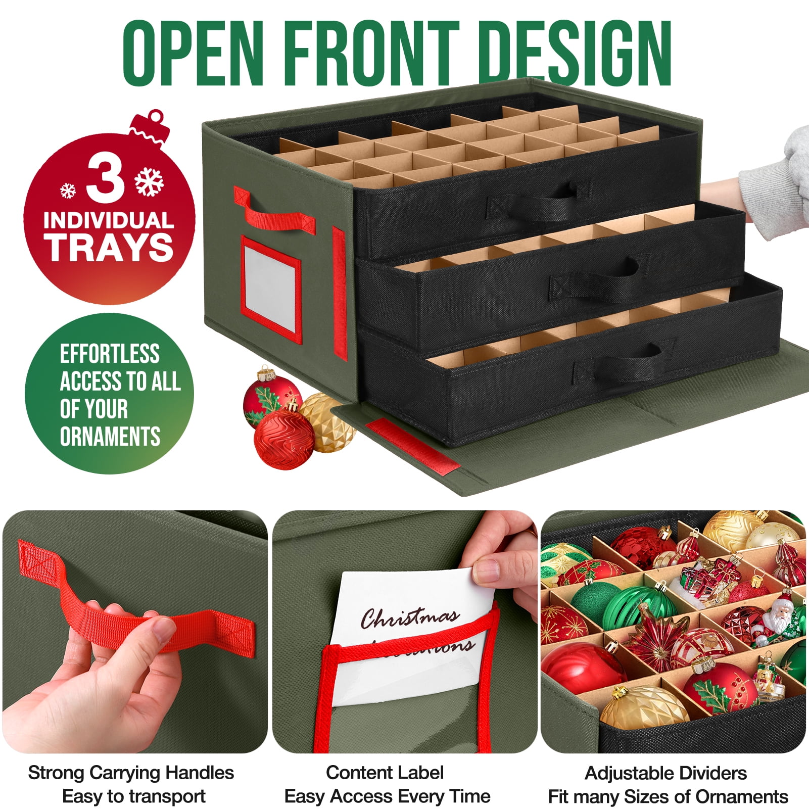 XXL Aufbewahrungsbox Für Weihnachtskugeln – Ornament-Organizer Mit 8 Fächern & Verstellbaren Trennwänden