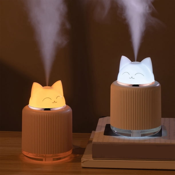 Mini humidificador de niebla fría con luz nocturna - Humidificador portátil USB de 300 ml para escritorio, oficina y plantas, funcionamiento silencioso, temporizador de 8 horas, apagado automático