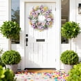 thumbnail image 6 of PpgejGEK 17.7x17.7in Spring Daisy Wreath with Artificial Green Leaves and Flowers for Front Door Wall Garden Decor, 6 of 6