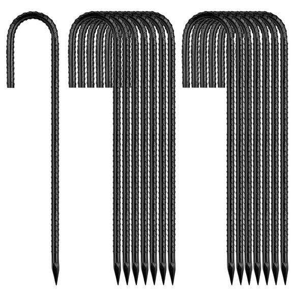 Estacas para Tierra Pesadas de Gancho en J para Varillas de 30cm, 16 piezas QNLONG