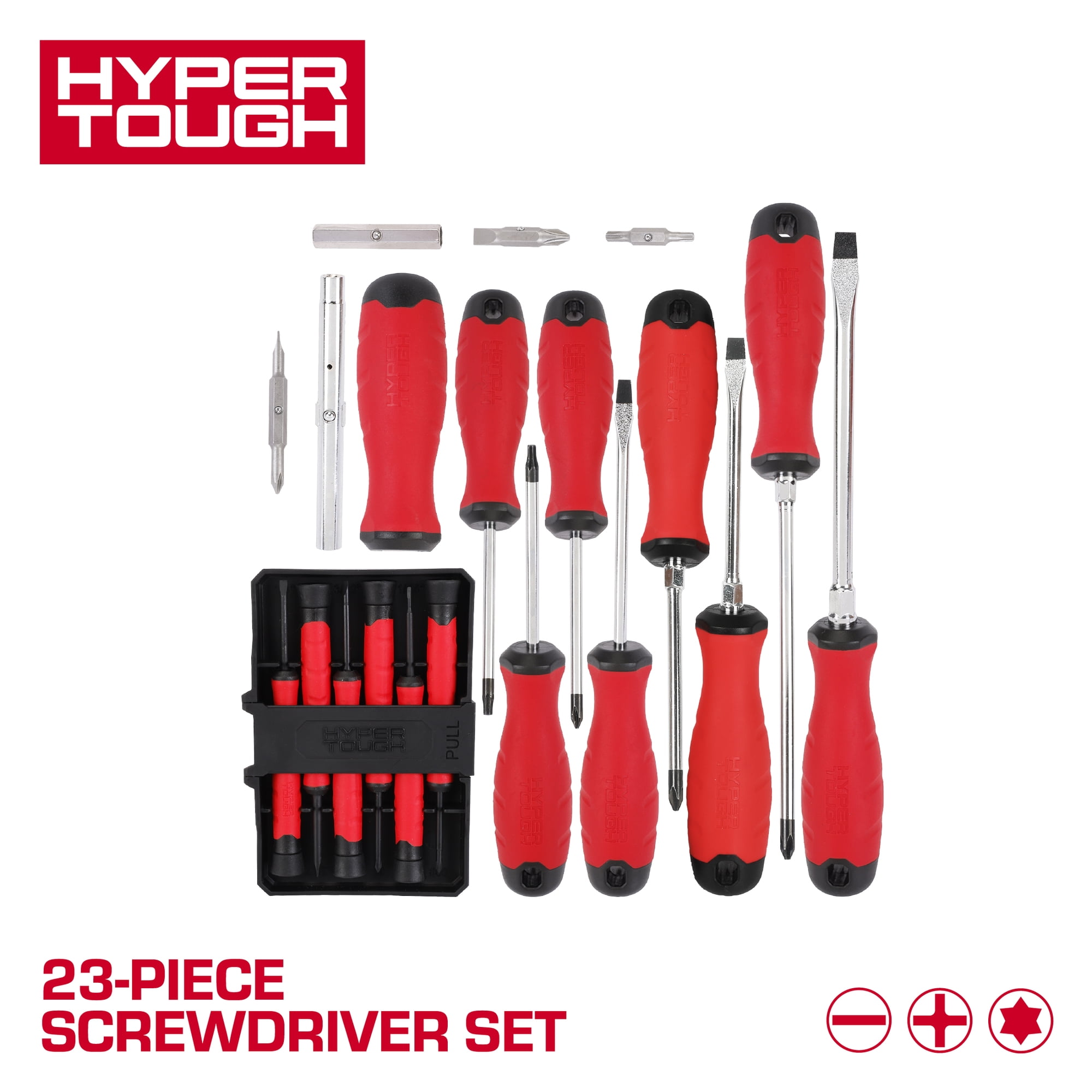 Hyper Tough 23-piece Screwdriver Set with Dual Material Tri-Oval Comfort Grips