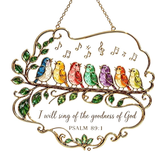 Psalm 89:1 Bird‑Shaped Acrylic Window Hanging Ornament, Inspirational Faith Wall Decor, Indoor Home & Garden Gift for Bird Lovers