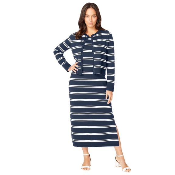 Jessica London Women's Plus Size Two Piece Sweater Dress Set