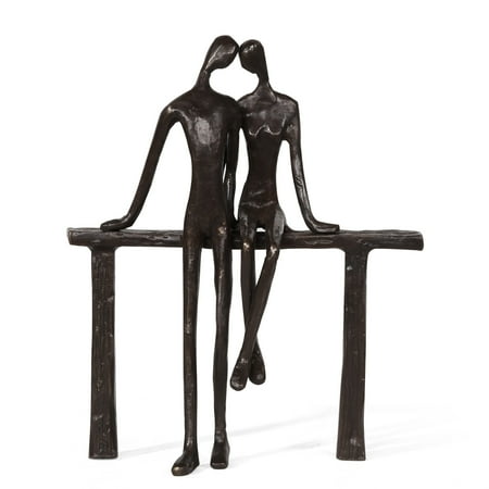 - Danya B. Romantic Couple Reclining on Bench Bronze Sculpture