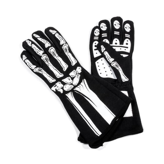 600080138 Double Layer White Skeleton Gloves, Large
