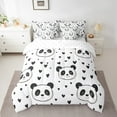 thumbnail image 2 of Manfei Kawaii Panda 7-Piece Bedding Comforter Set,Love Heart Print King Bedding Sets,Black White Ultra Soft Bed Sheets,Luxury Kids Bedroom Decor,Reversible, 2 of 8