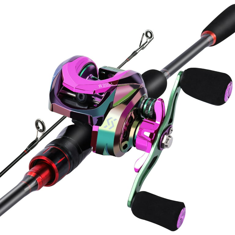 Sougayilang 2 Piece Casting Rod and Baitcaster Reel Reel Combo Big Game  Carbon Fishing Pole Set