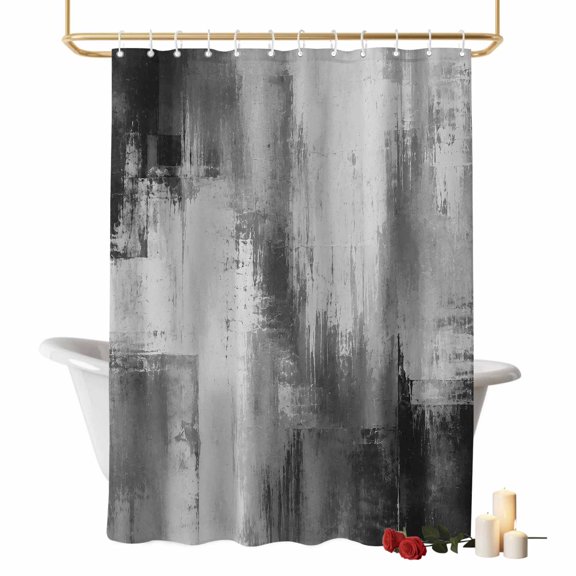 Black and White Graffiti Bathroom Shower Curtains with Hooks, Abstract Art Mottled Texture Modern Waterproof Fabric Washable Shower Curtain for Home Hotel Bathtub Decor 48x72 Inch