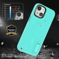 thumbnail image 6 of Dteck Slim Magnetic MagSafe Case for iPhone 14 Clear Transparent Anti-Yellowing with Hidden Bracket Kickstand Heavy Duty Shockproof Design Full Body Protective Case For iPhone 14,Mint, 6 of 6