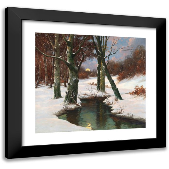 Adolf Kaufmann 13x12 Black Modern Framed Museum Art Print Titled - Winter Landscape with Rising Moon