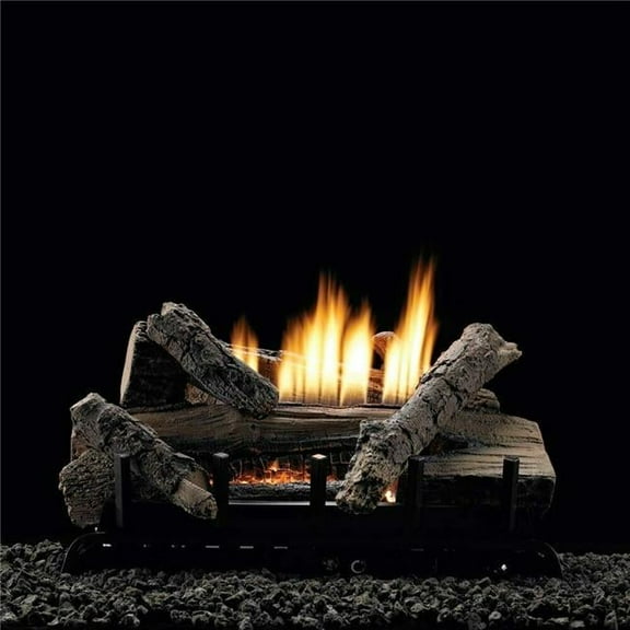 Empire  24 in. Manual Refractory Log Set with Vented & Vent-Free Burner, Natural Gas - 7 Piece