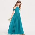 thumbnail image 2 of Girls Halter Chiffon Performance Dress, Light Blue Sleeveless Long Gown for Piano Violin Recital, 2 of 5