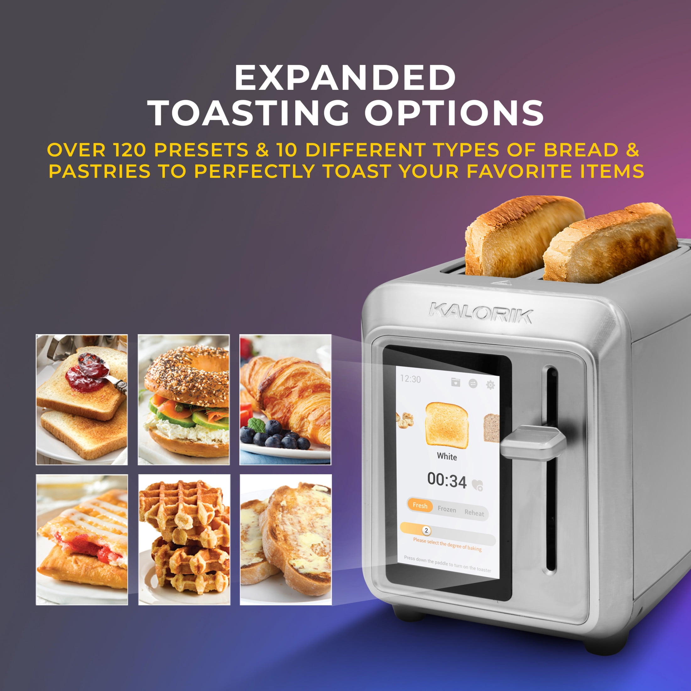 Kalorik® Vivid™ Touch 2-slice Toaster with High Resolution Touchscreen, in Stainless Steel (TO52622SS)