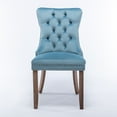 thumbnail image 3 of Modern High-end Tufted Solid Wood Contemporary Velvet Upholstered Dining Chair with Wood Legs Nailhead Trim 2-Pcs Set Light Blue Tufted,Nailheads, 3 of 5