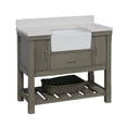 thumbnail image 3 of Charlotte 42" Farmhouse Bathroom Vanity with Weathered Gray Cabinet and Quartz Top, 3 of 6