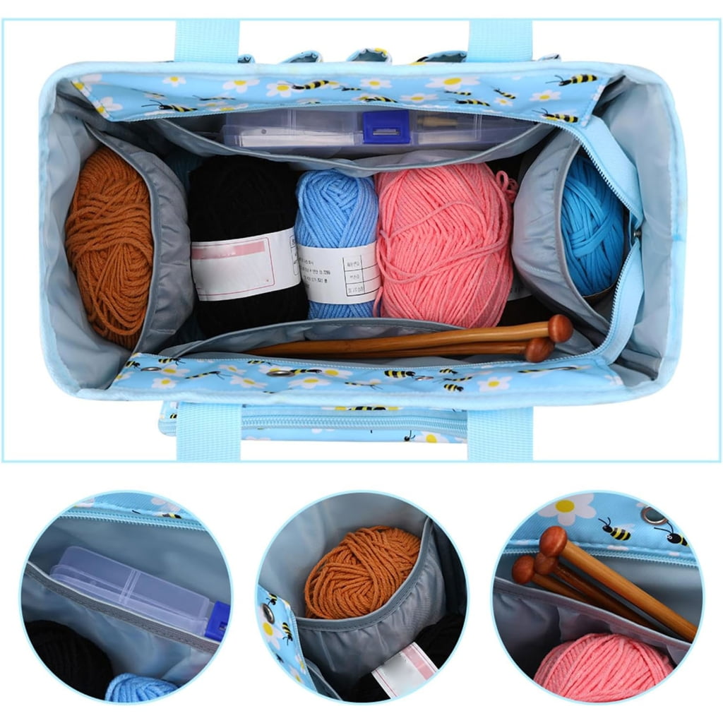 Crochet Bag Crochet Craft Organiser Knitting Bag for Crocheting & Knitting Supplies, Portable Yarn Storage Organiser