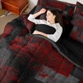 thumbnail image 5 of Manfei Ombre Grunge Queen Bedding, Red Black Oil Painting Bedding Comforter Set Queen, Black Reversible 7 Pieces, 5 of 6