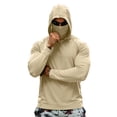 thumbnail image 2 of Domuza Sun Protection Fishing Shirts for Men Upf 50+ Long Sleeve Hoodie T Shirts Summer with Face Mask Uv Rash Guard Hiking Blouses Beige M, 2 of 6