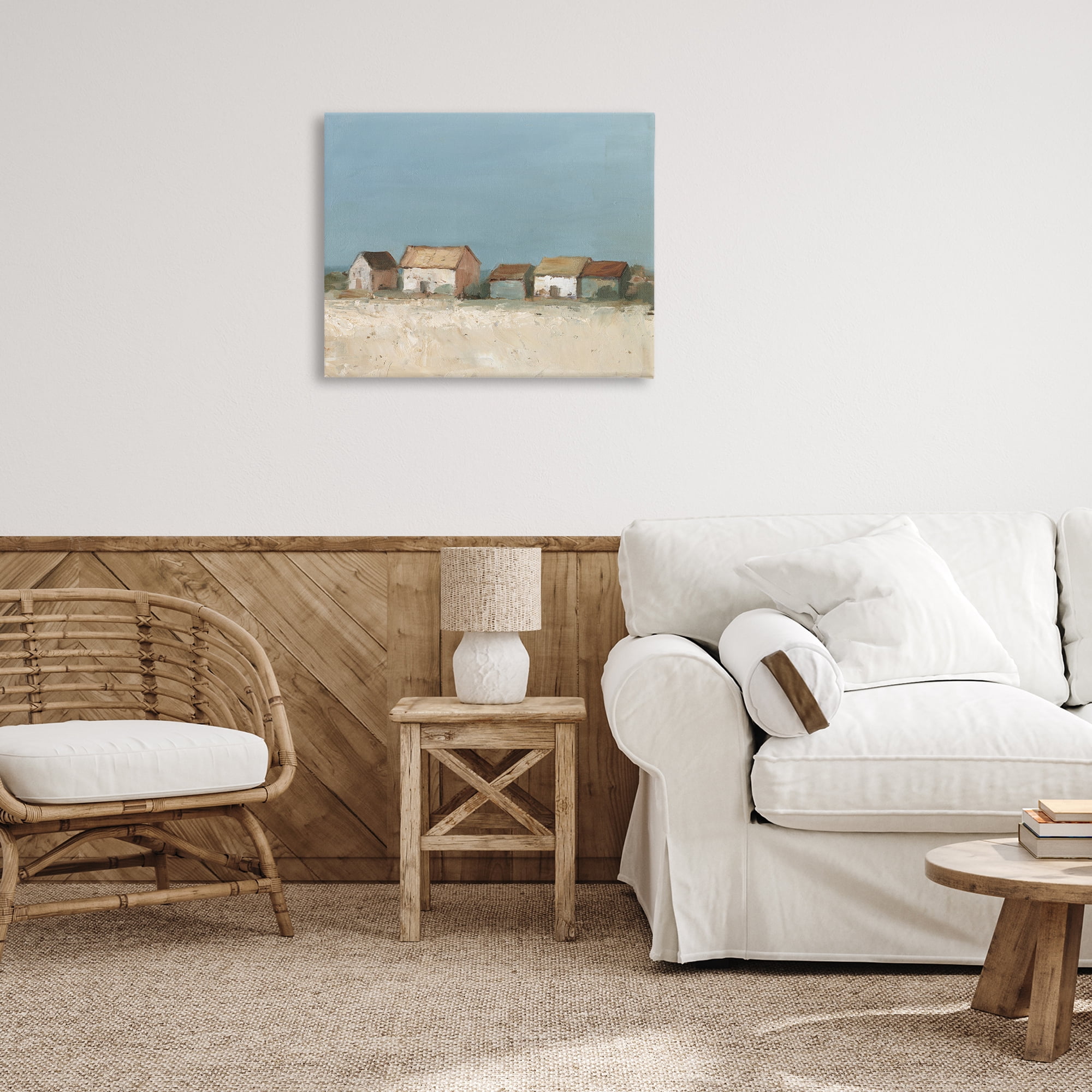 Stupell Industries Distant Town House Landscape & Nature Painting Wrapped Canvas Art Print Wall Art, 30 x 24