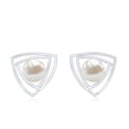 thumbnail image 3 of Rosec Jewels 6 MM Bead Set Round Freshwater Pearl Solitaire Triangle Stud Earrings for Women, 18K White Gold, 3 of 8