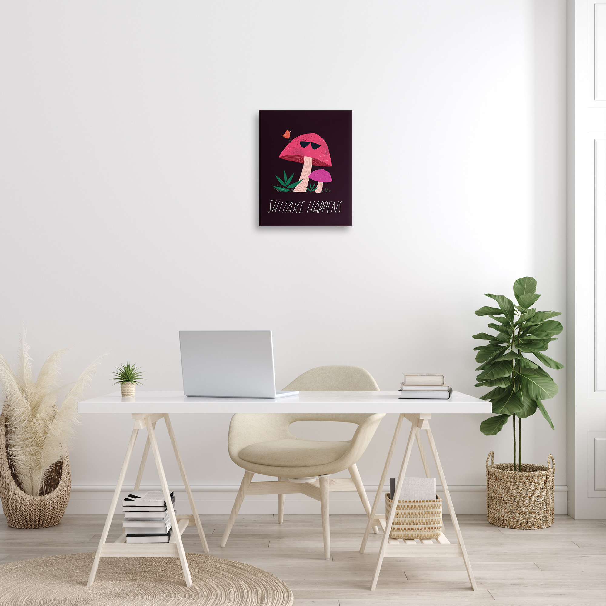 Stupell Industries Shitake Happens Mushroom Botanical & Floral Painting Gallery Wrapped Canvas Art Print Wall Art, 16 x 20