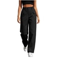 thumbnail image 5 of Nugftut Cargo Pants for Women High Waist Wide Leg Loose Casual Trouser with Pockets, 5 of 7