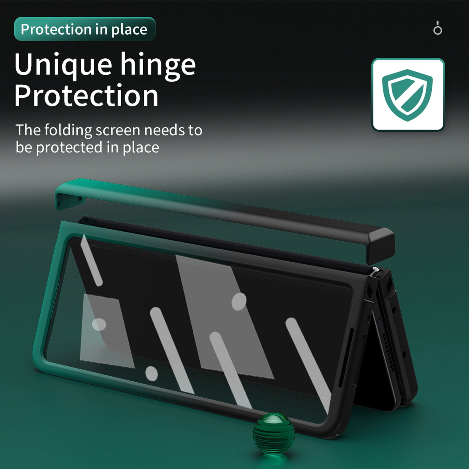 for Samsung Galaxy Z Fold 5 5G 2023 Case, Luxury Gradient Tempered Glass Drop Protection Matte Shockproof Hybrid Folding Flip Phone Case Cover for Samsung Galaxy Z Fold 5 5G 7.6 inch, lack + Green