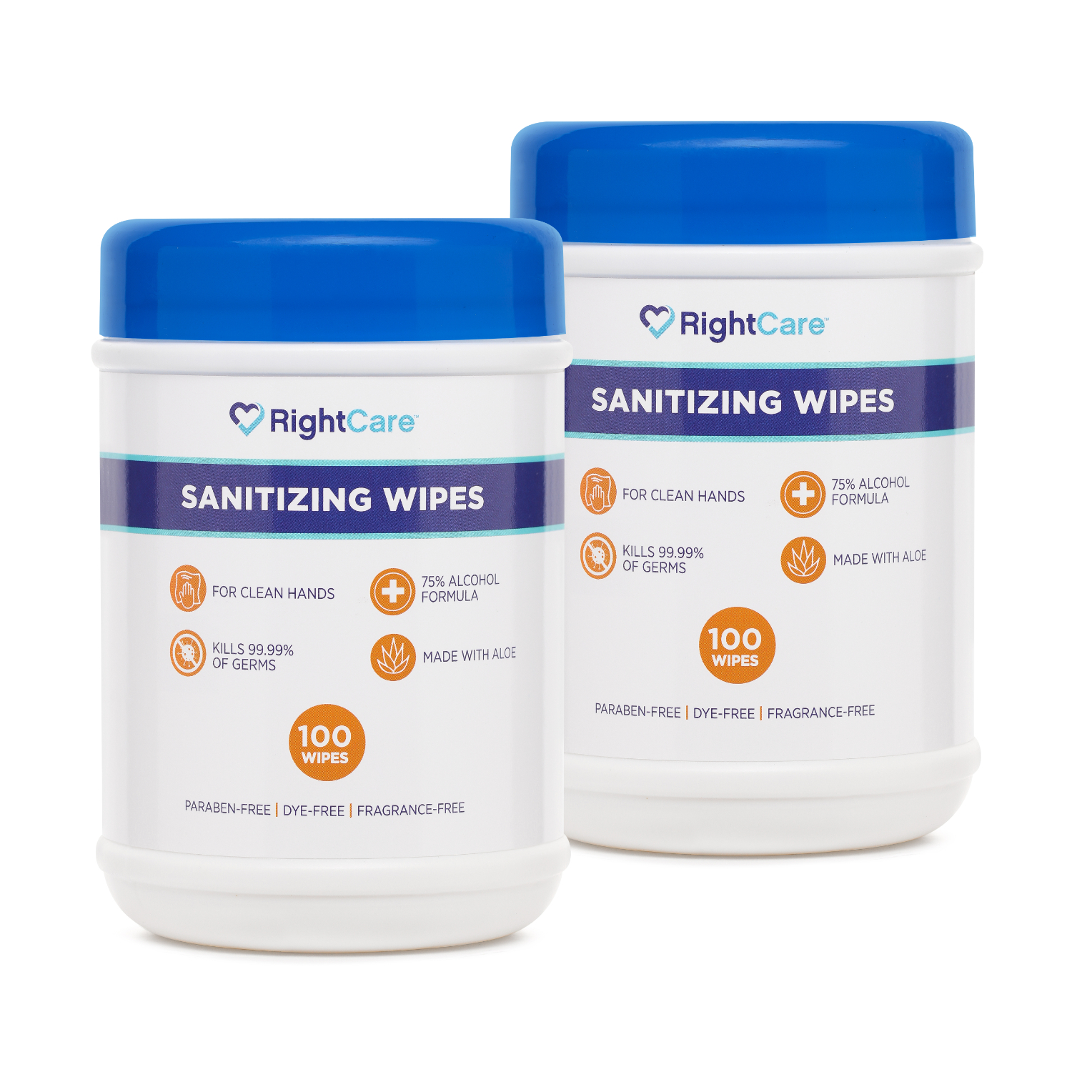 RightCare 75 Alcohol Hand Sanitizing Wipes with Aloe 100ct Canister, 2