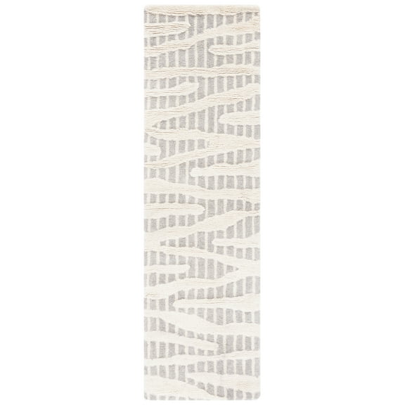 SAFAVIEH Manhattan Alexanndria Striped Runner Rug, Grey/Ivory, 2'3" x 8'