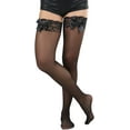 thumbnail image 5 of ToBeInStyle Womens Fancy Classic Timeless Sheer Lace Top Thigh Highs - Black - One Size, 5 of 6