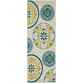 thumbnail image 1 of Unique Loom Collection Moderne Florale, Géométrique, Abstraite, Couleurs Vives, Tapis d'Intérieur et d'Extérieur, 2 Pi x 6 Pi, Ivoire/teal, 1 of 5