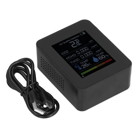 

Temperature Humidity Tester Portable Carbon Dioxide Detector Multifunctional For Home For Outdoor Black White