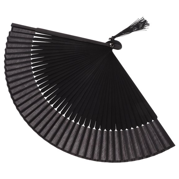 OULII Retro Style Black Folding Fan Hand Fan for Party Performance and Photo Props