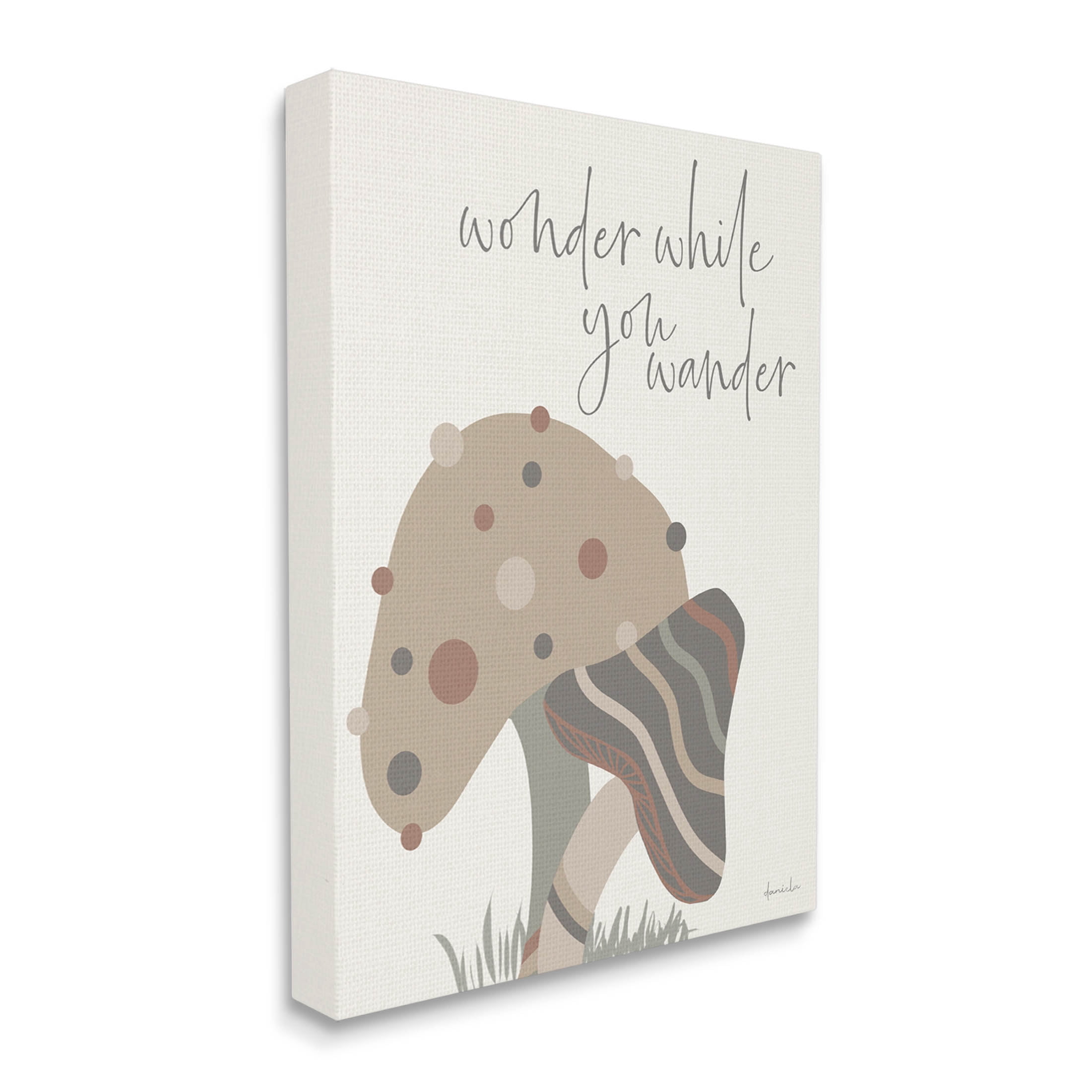 Stupell Industries Wonder While you Wander Mushroom Graphic Art Gallery Wrapped Canvas Print Wall Art, Design by Daniela Santiago