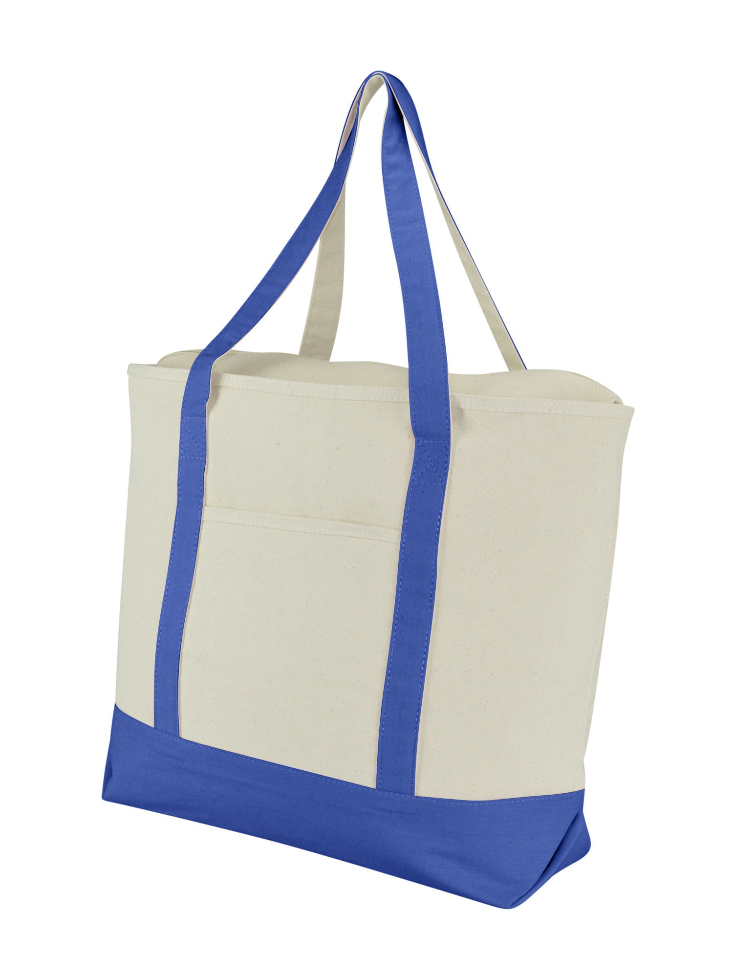 DALIX - DALIX 22&quot; Extra Large Cotton Canvas Zippered Shopping Tote Grocery Bag in Royal Blue